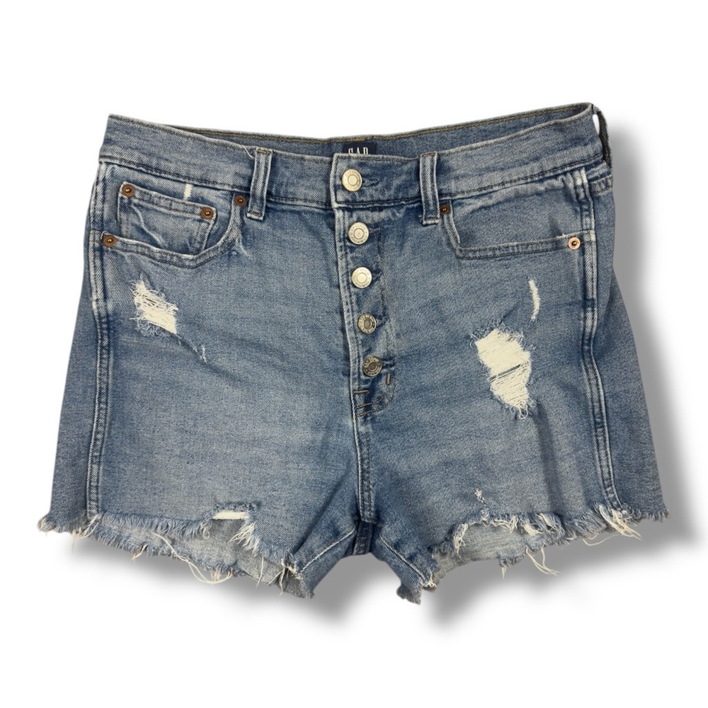 Gap Classic Distressed Denim Shorts - Light Blue
